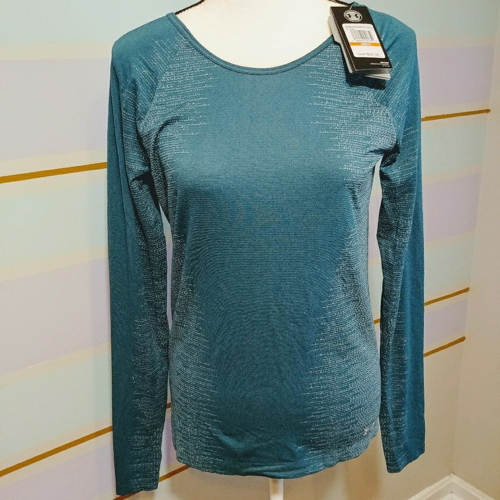 Under Armour Women's HeatGear Long Sleeve Athletic Top Teal Size Small NWT
